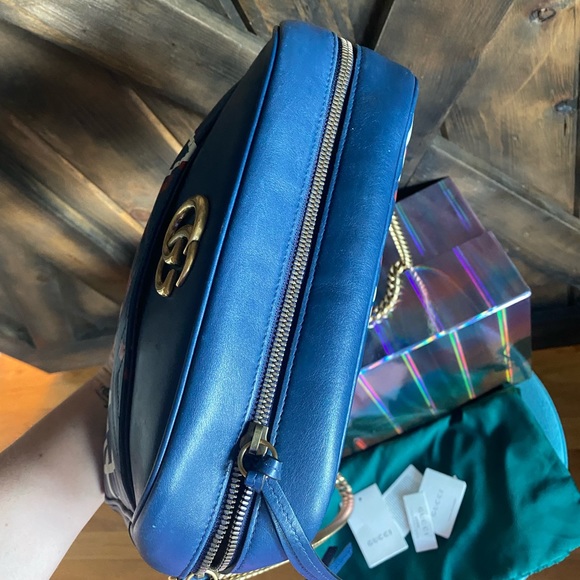 TRADED😍Gucci Rare GG Marking ghost Crossbody Chain Leather Bag Navy - Picture 6 of 14